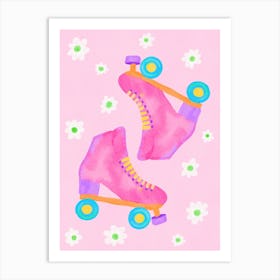 Roller Skates in Barbie Pink Art Print