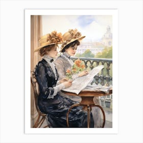 Titanic Ladies On Ship Watercolour 4 Art Print