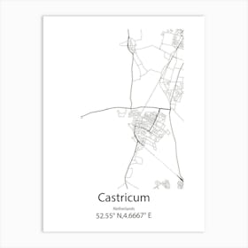 Castricum,Netherlands Minimalist Map Art Print