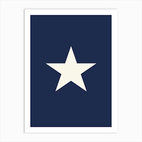 Star Navy Blue Newspaper Art Print