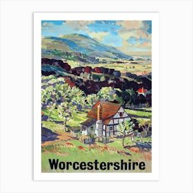 Worcestershire, House In Countryside, Travel Poster Art Print