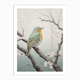 Ohara Koson Inspired Bird Painting Robin 3 Art Print