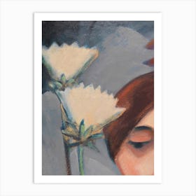 Flowers and Female Head by Dorothea Maetzel-Johannsen (1921) | vintage art | avant-garde art | modern contemporary art | FParrish Art Prints | Hamburg Secession movement Art Print