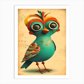 Quirky  Bird - Miss Myrtle Art Print