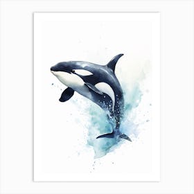 Blue Watercolour Painting Style Of Orca Whale  9 Art Print