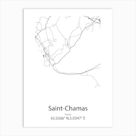 Saint Chamas,France Minimalist Map Art Print