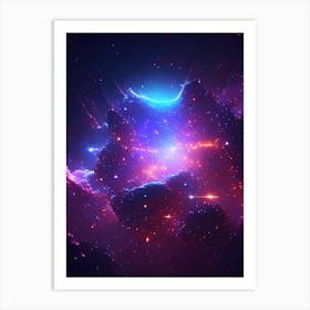 Star Cluster Neon Nights Space Art Print