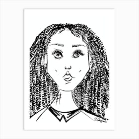 Portrait Of A Black Woman Ink Art Print Art Print