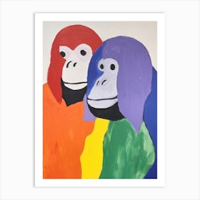 Colourful Kids Animal Art Orangutan 2 Art Print