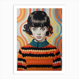 Girl In Crochet Jumper 2 Art Print