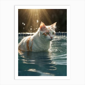 Cat In The Pool Art Print