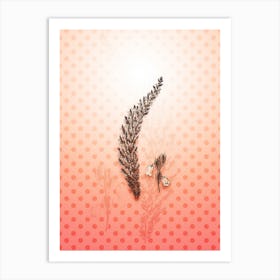 Bell Bearing Heath Flower Vintage Botanical in Peach Fuzz Polka Dot Pattern n.0178 Art Print