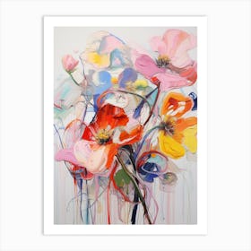 Abstract Flower Painting Poppy 4 Art Print