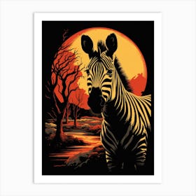 Zebra At Sunset Art Print