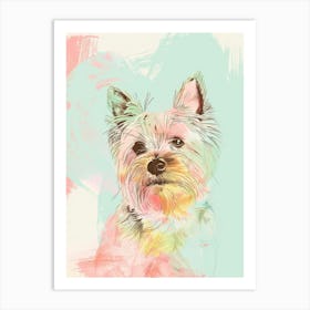 Yorkshire Terrier Dog Pastel Line Painting 2 Art Print
