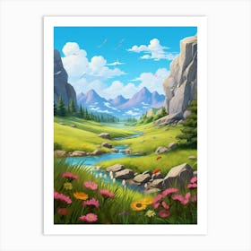 Grassland Cartoon 4 Art Print