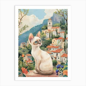 Devon Rex Cat Storybook Illustration 2 Art Print
