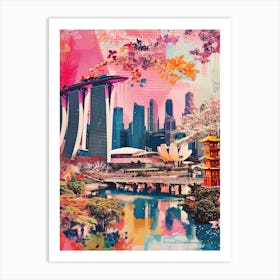 Singapore   Retro Collage Style 3 Art Print