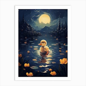 Animated Duckling At Night 2 Art Print