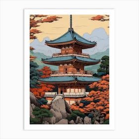 Yamadera Temple, Japan Vintage Travel Art 3 Art Print