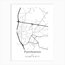 Puenteareas,Spain Minimalist Map Art Print