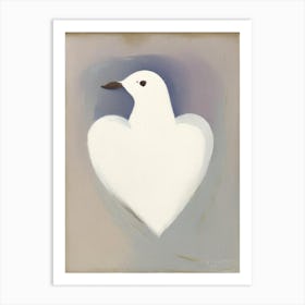 Dove And Heart Symbol 1, Abstract Painting Art Print