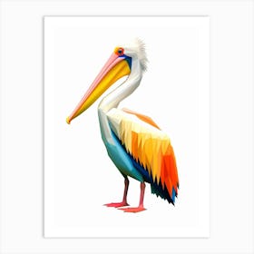 Colourful Geometric Bird Pelican 2 Art Print