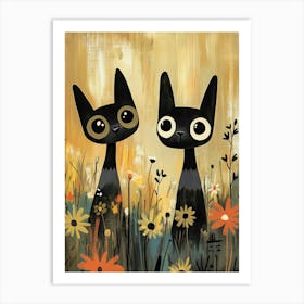 Cats In The Meadow 2 Art Print