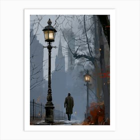 Man Walking Down A Street Art Print