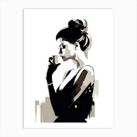 Woman Drinking Coffee Art Print