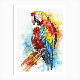 Macaw Colourful Watercolour 2 Art Print