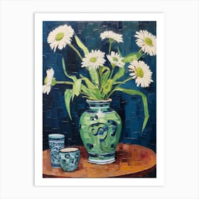 Flowers In A Vase Still Life Painting Oxeye Daisy 4 Art Print