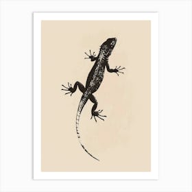 Minimalist Black Iguana Block Print 1 Art Print