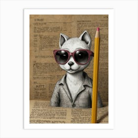 Cat In Glasses 5 Art Print