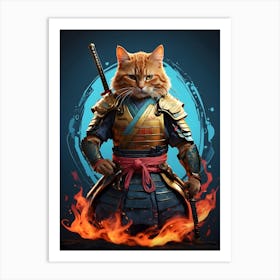 Samurai Cat 2 Art Print