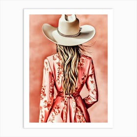 Cowgirl In Pink Dress Art Print