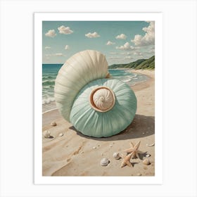 Giant Shell On The Beach Art Print
