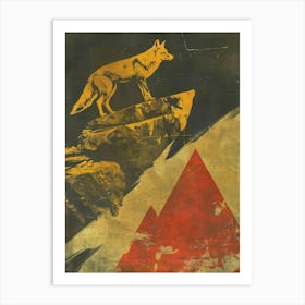 Wolf On A Rock Art Print