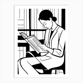 Just a girl who loves to read, Grayscale art inspired Black and white Stylized portrait of a Woman reading a book, book reading art, 181 Art Print