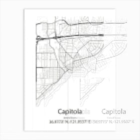 Capitola,United States Minimalist Map Art Print