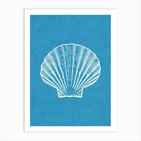 Vintage Sea Shell Silhouette In Ocean Blue Art Print