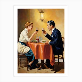 Couple Drinking Wine Art Print