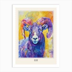 Ram Colourful Watercolour 2 Poster Art Print