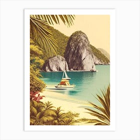 La Digue Seychelles Vintage Sketch Tropical Destination Art Print