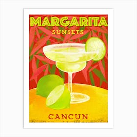 Margarita Sunsets Cancun Mexico Cocktail Drink Party Art Print