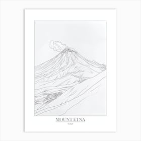 Mount Etna Italy Line Drawing 7 Poster Art Print