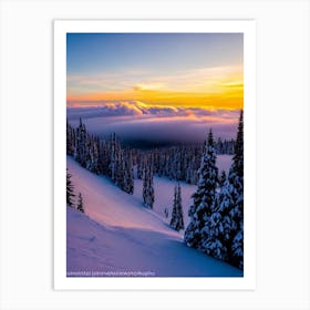 Borovets, Bulgaria Sunrise Skiing Poster Art Print