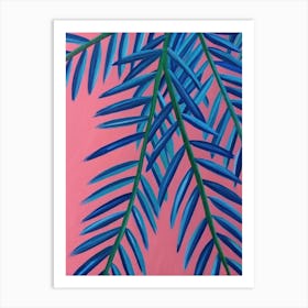 Palm Leaves On Pink Art Print