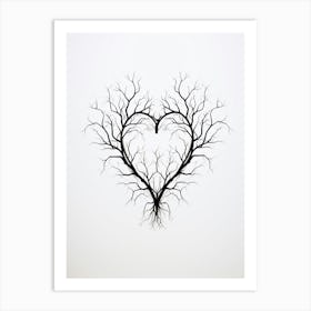 Minimalist Black Tree Branch Heart 3 Art Print