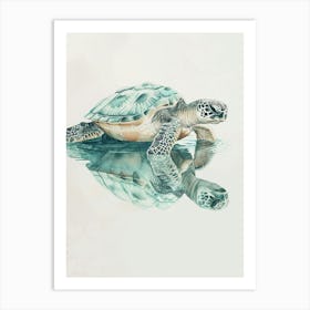 Sea Turtle Staring Into The Water Illustration 2 Art Print